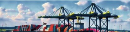 Container port with ship-to-shore cranes