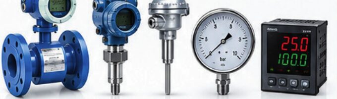 Flow meter, pressure transmitters, temperature sensor, pressure gauge and digital panel controller