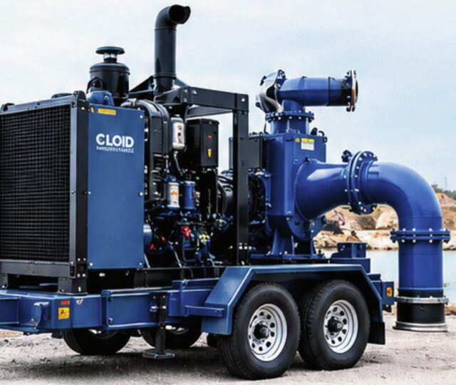 Trailer-mounted diesel-driven dewatering pump