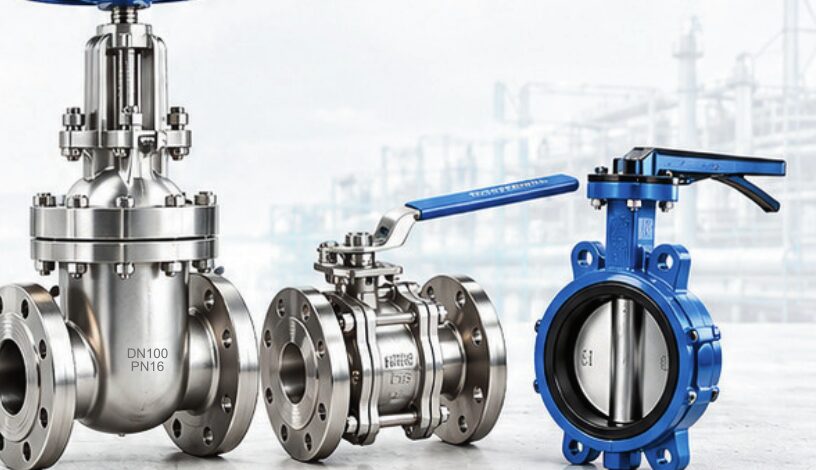 Industrial gate valve, ball valve and butterfly valve